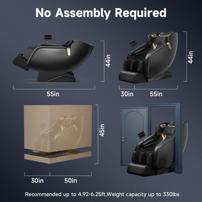 4D Massage Chair Full Body, Zero Gravity Massage Chair with Heat and Foot Massage with Airbags, Kneading, Bluetooth, LCD Touch Control - Black — product view 3