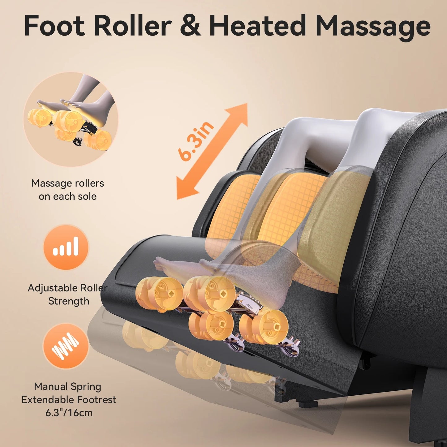 4D Massage Chair Full Body, Zero Gravity Massage Chair with Heat and Foot Massage with Airbags, Kneading, Bluetooth, LCD Touch Control - Black — product view 8