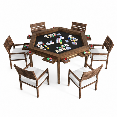 62 In. Wood Poker Table for 4–6 Players, Removable Top