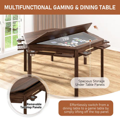 62.2 In. W 4-6-Player Wood Poker Table with Removable Top and Cup and Card Holders — product view 11