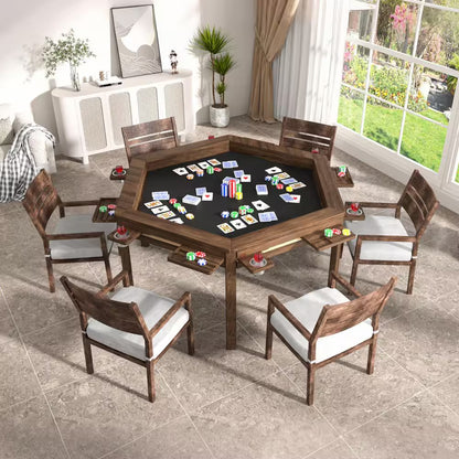 62.2 In. W 4-6-Player Wood Poker Table with Removable Top and Cup and Card Holders — product view 2