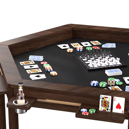 62.2 In. W 4-6-Player Wood Poker Table with Removable Top and Cup and Card Holders — product view 3