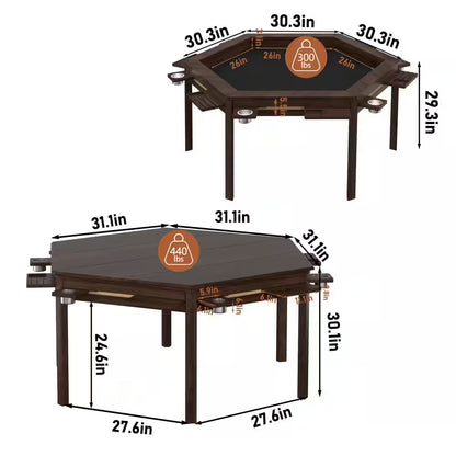 62.2 In. W 4-6-Player Wood Poker Table with Removable Top and Cup and Card Holders — product view 4