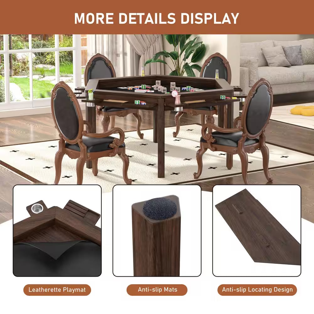 62.2 In. W 4-6-Player Wood Poker Table with Removable Top and Cup and Card Holders — product view 6