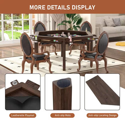 62.2 In. W 4-6-Player Wood Poker Table with Removable Top and Cup and Card Holders — product view 6