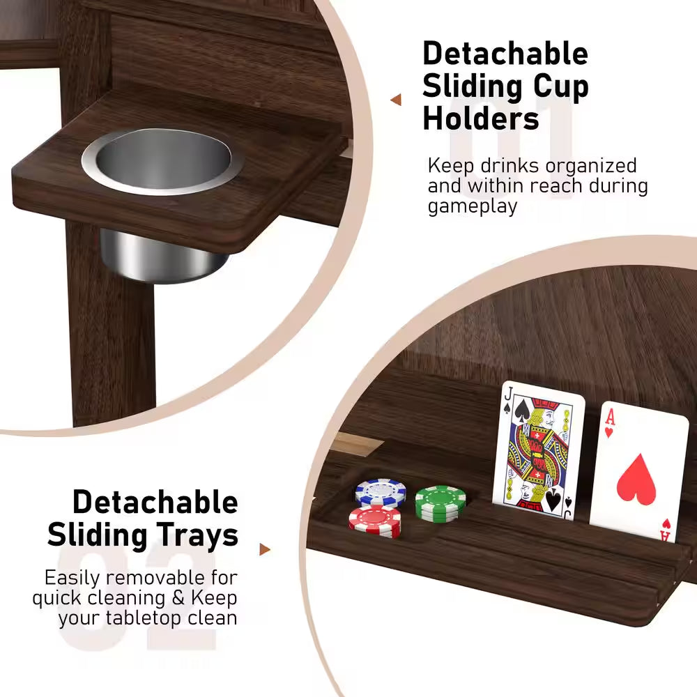 62.2 In. W 4-6-Player Wood Poker Table with Removable Top and Cup and Card Holders — product view 7