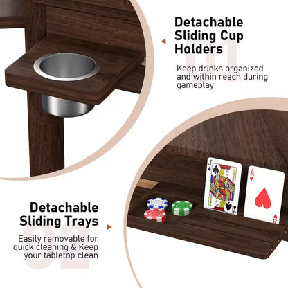 62.2 In. W 4-6-Player Wood Poker Table with Removable Top and Cup and Card Holders — product view 7