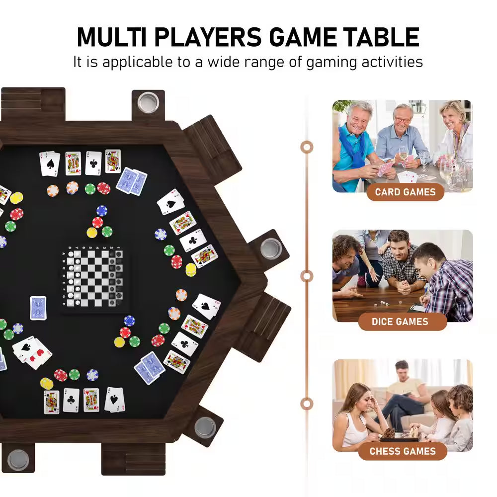 62.2 In. W 4-6-Player Wood Poker Table with Removable Top and Cup and Card Holders — product view 9