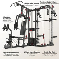 Smith Machine Power Cage, Multi-Function Home Gym System with Cable Crossover, 121LB Weight Stack — How It Works