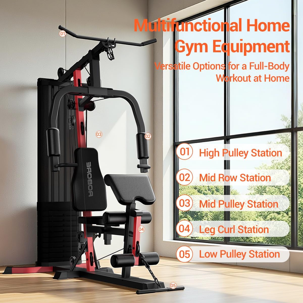 Home Gym Equipment with 160LB Weight Stack, Multifunctional All-In-One Workout Station, Full Body Strength Training System — product view 3