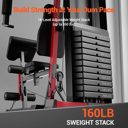 Home Gym Equipment with 160LB Weight Stack, Multifunctional All-In-One Workout Station, Full Body Strength Training System — product view 4