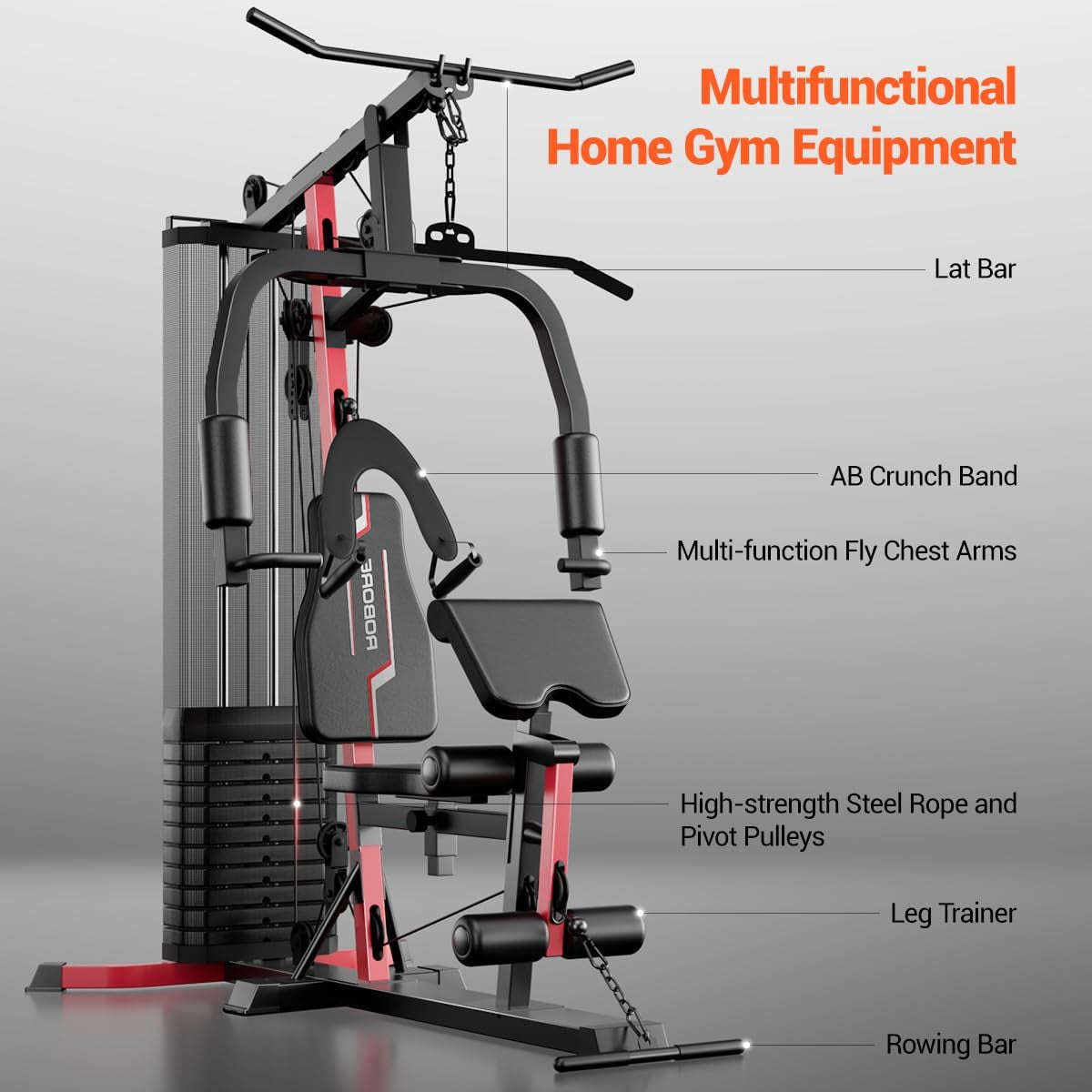 Home Gym Equipment with 160LB Weight Stack, Multifunctional All-In-One Workout Station, Full Body Strength Training System — product view 5