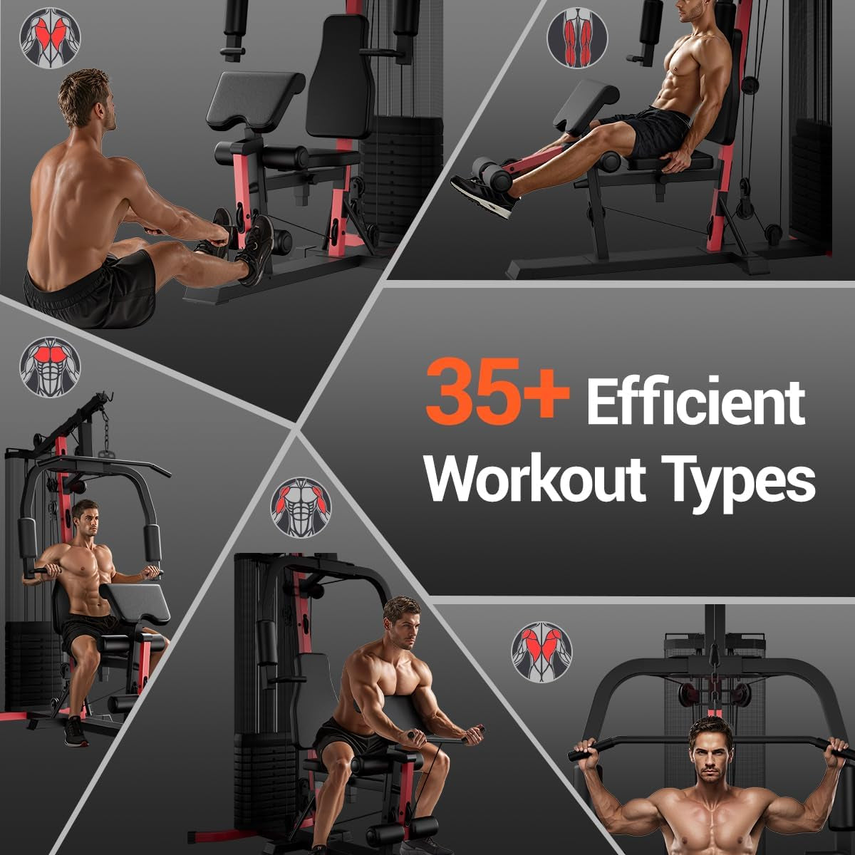Home Gym Equipment with 160LB Weight Stack, Multifunctional All-In-One Workout Station, Full Body Strength Training System — product view 6