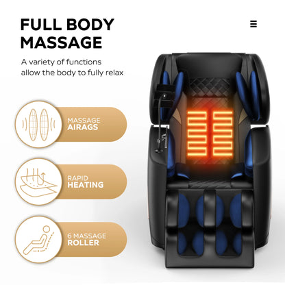 Massage Chair, Full Body Zero Gravity Massage Chair Electric Recliner Chair with Airbag Massage, Heat, Retractable Footstool, Bluetooth Audio Connection and Portable Stand, Black — product view 2