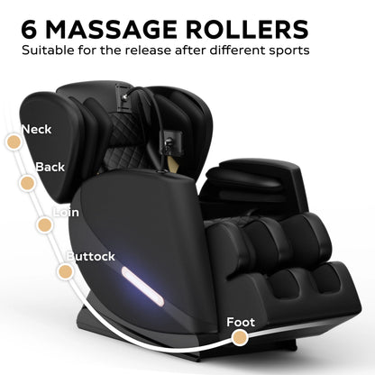 Massage Chair, Full Body Zero Gravity Massage Chair Electric Recliner Chair with Airbag Massage, Heat, Retractable Footstool, Bluetooth Audio Connection and Portable Stand, Black — product view 4