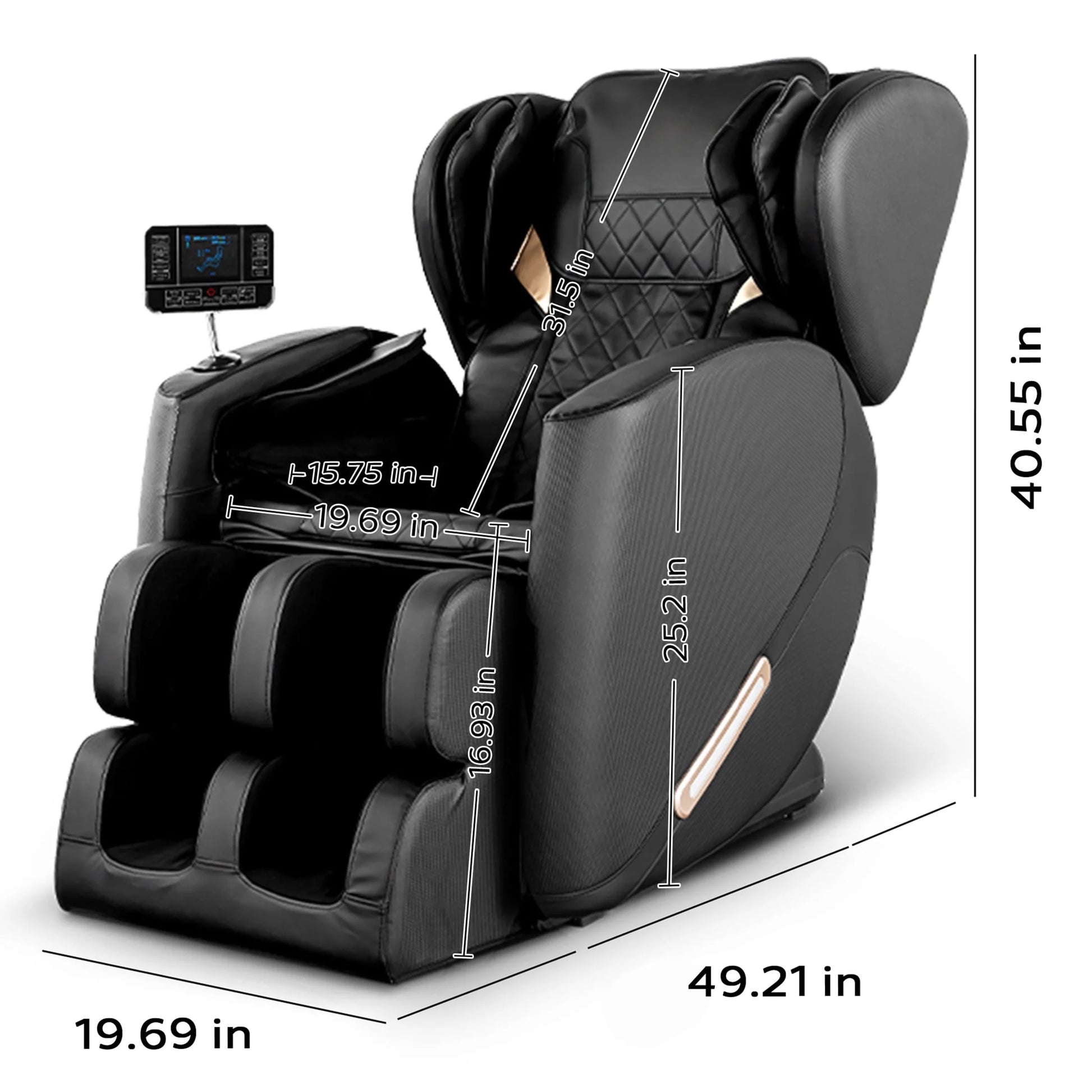Massage Chair, Full Body Zero Gravity Massage Chair Electric Recliner Chair with Airbag Massage, Heat, Retractable Footstool, Bluetooth Audio Connection and Portable Stand, Black — product view 9