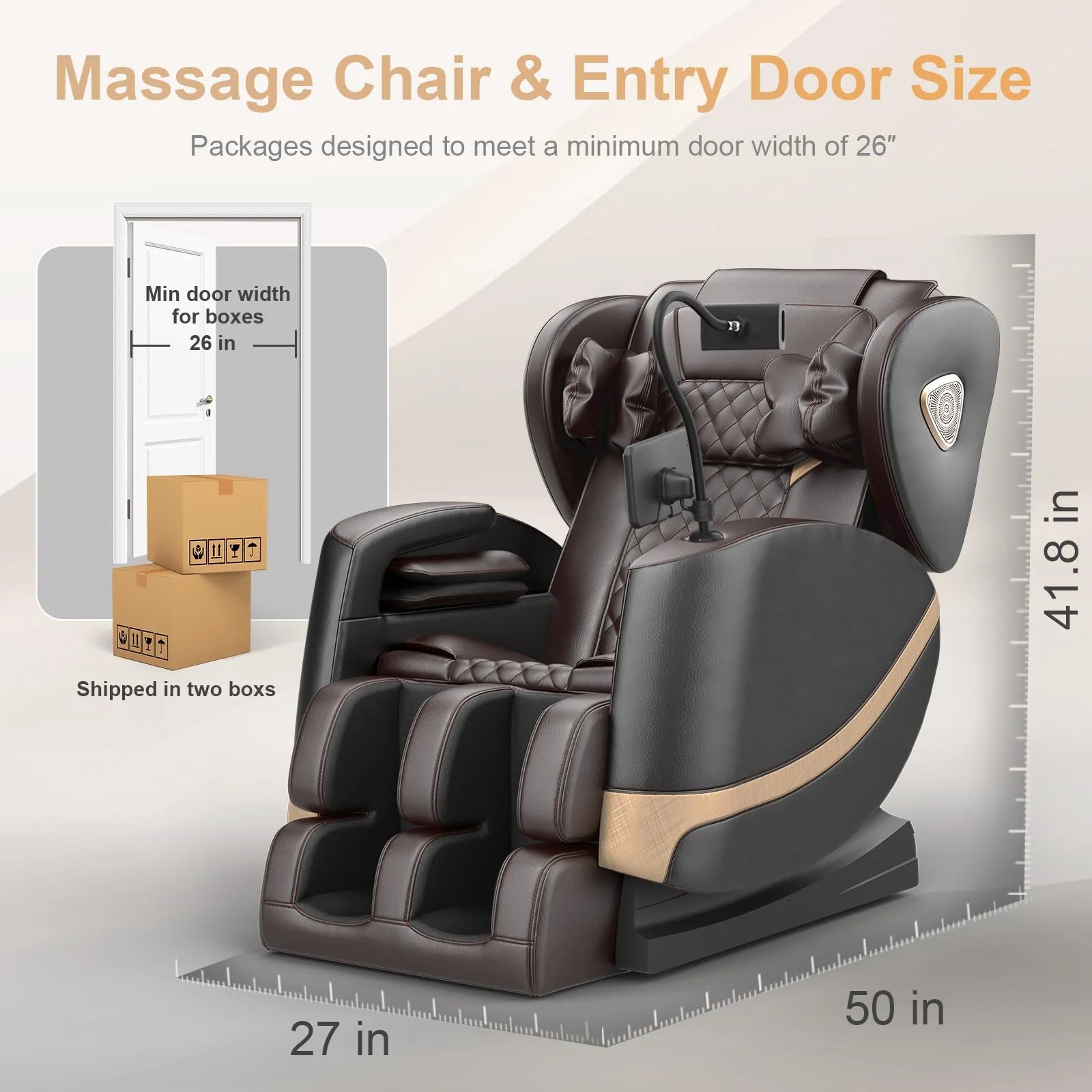 Massage Chair Full Body, Zero Gravity Massage Chair with 10 Fix Rollers, Heating, Foot Massage, Bluetooth Speaker, Touch Screen Controller, Fit Office and Home, Black — product view 3