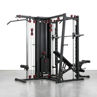 Smith Machine Power Cage, Multi-Function Home Gym System with Cable Crossover, 121LB Weight Stack
