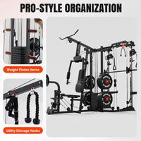 Smith Machine Power Cage, Multi-Function Home Gym System with Cable Crossover, 121LB Weight Stack — product view 11