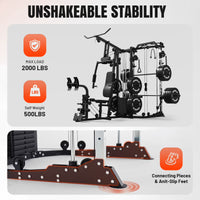 Smith Machine Power Cage, Multi-Function Home Gym System with Cable Crossover, 121LB Weight Stack — product view 14