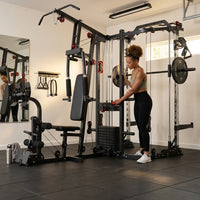 Smith Machine Power Cage, Multi-Function Home Gym System with Cable Crossover, 121LB Weight Stack — product view 2