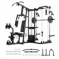 Smith Machine Power Cage, Multi-Function Home Gym System with Cable Crossover, 121LB Weight Stack — product view 3