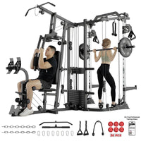 Smith Machine Power Cage, Multi-Function Home Gym System with Cable Crossover, 121LB Weight Stack — product view 4