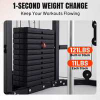 Smith Machine Power Cage, Multi-Function Home Gym System with Cable Crossover, 121LB Weight Stack — product view 6