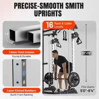 Smith Machine Power Cage, Multi-Function Home Gym System with Cable Crossover, 121LB Weight Stack — product view 7