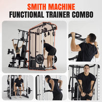Smith Machine Power Cage, Multi-Function Home Gym System with Cable Crossover, 121LB Weight Stack — product view 8