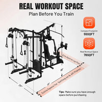 Smith Machine Power Cage, Multi-Function Home Gym System with Cable Crossover, 121LB Weight Stack — product view 9